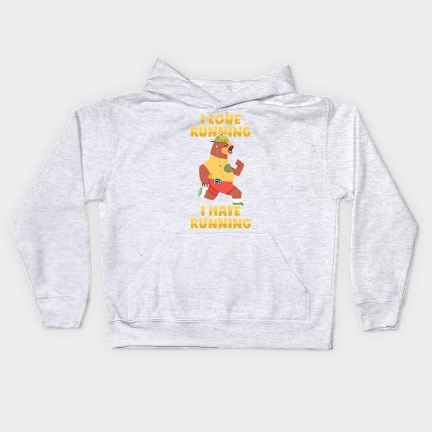 Sloth hates and loves jogging and running Kids Hoodie by voidea